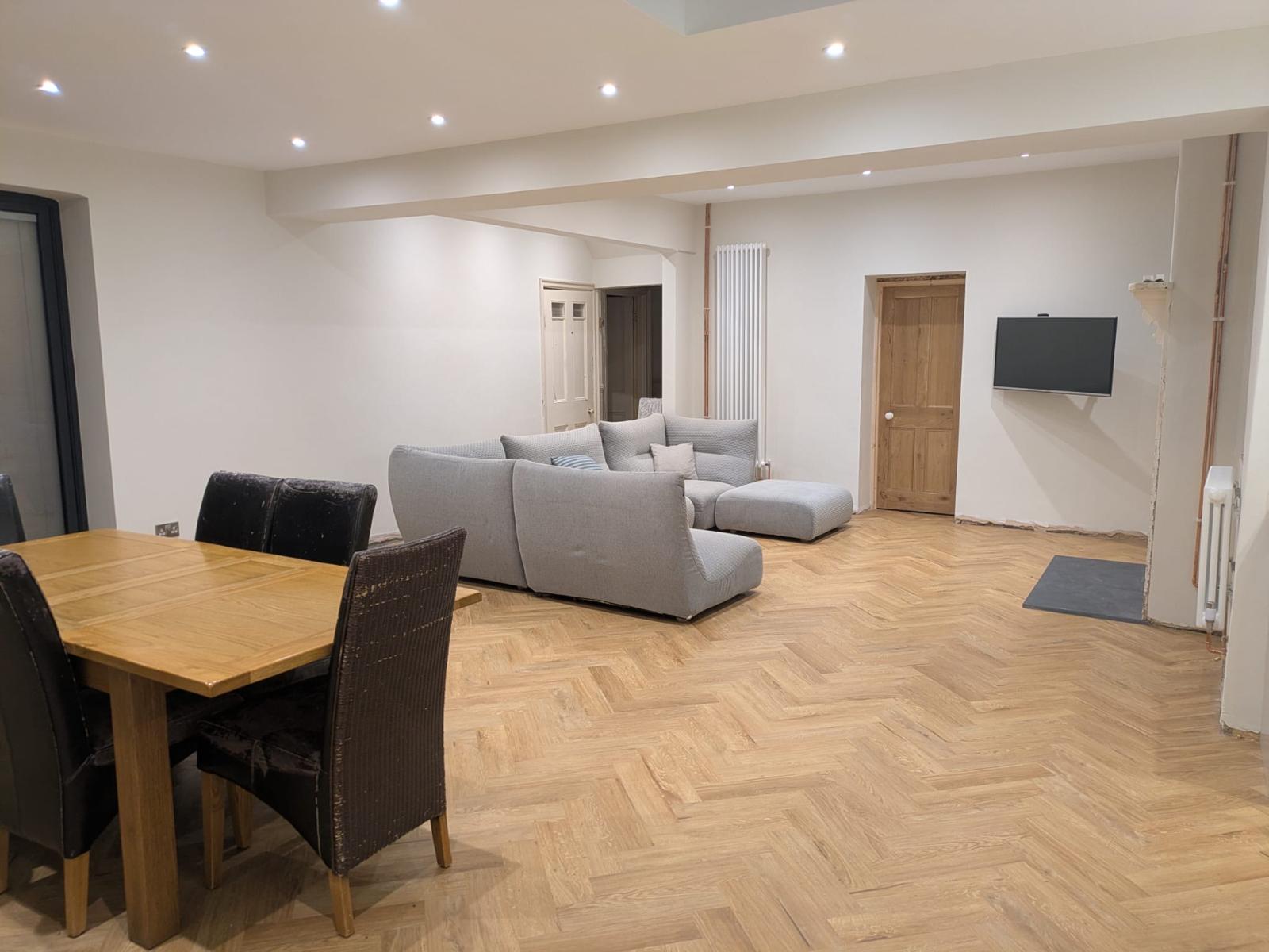 Detailed view of a completed open-plan interior